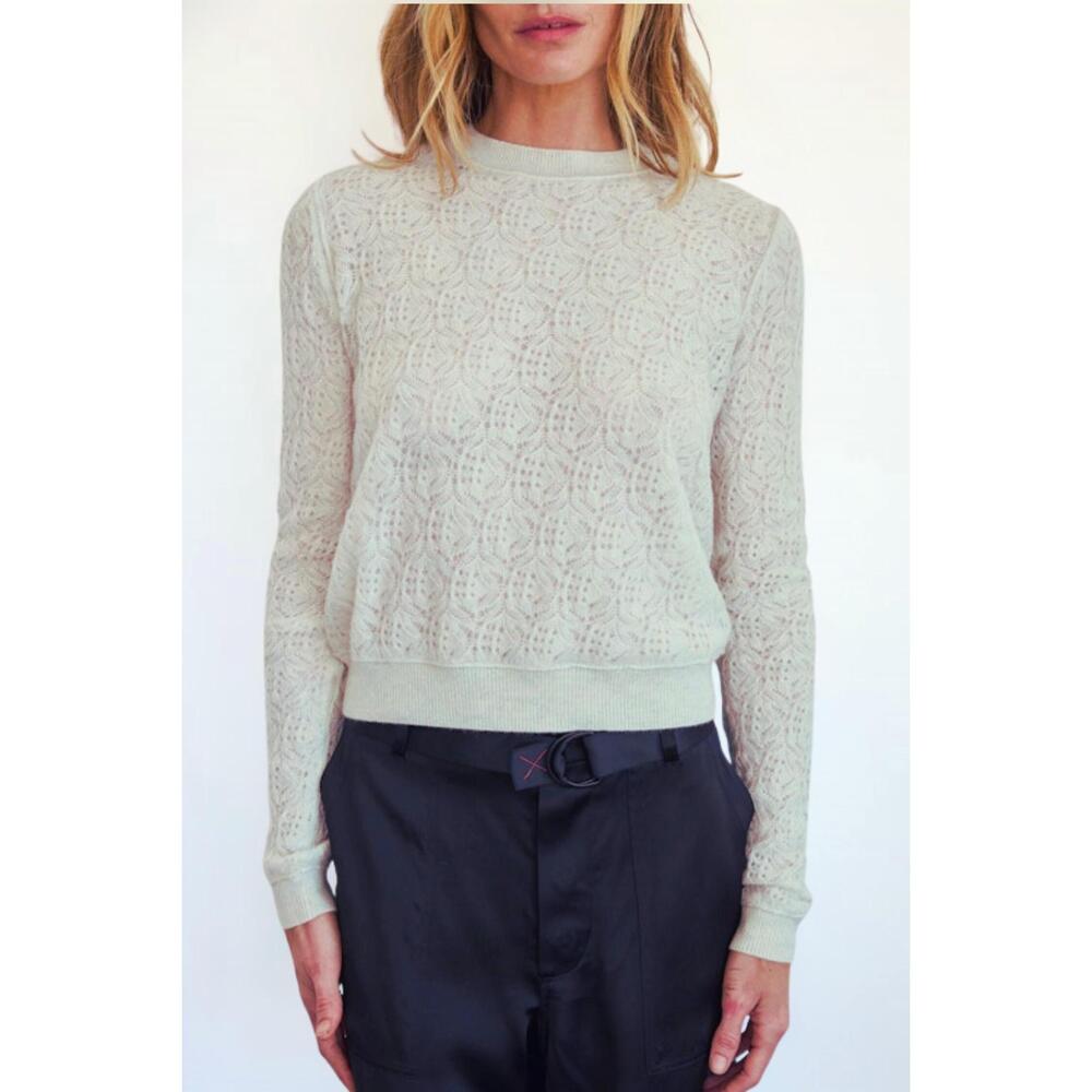 NEW BRAZEAU TRICOT lace all thumbs sweater in chiffon